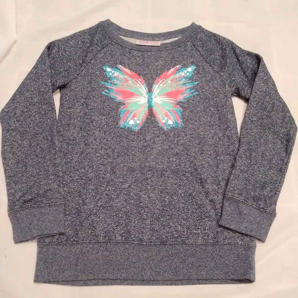 Green Soda Lg 10/12 Long Sleeve Butterfly Top